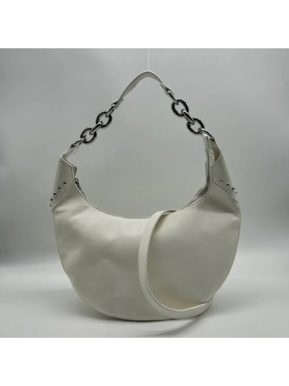 I.N.C. International Concepts Vanilla Faux Leather Giannaa Medium Stud Hobo Bag
